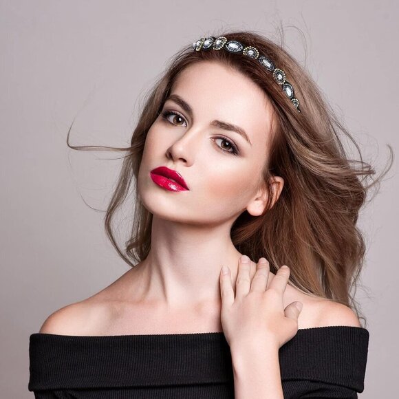 6 Pieces Rhinestone Beaded Headbands Elastic Rhinestone Headbands Vintage Crysta - Picture 3 of 7